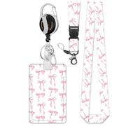 Katnetoly Porta Badge con Clip Retrattile e Cordino, Cordino con Stampa A e Porta Badge, Cordini Staccabili per Badge Identificativi per Donne