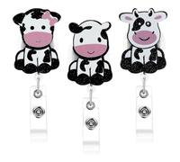 Katnetoly Porta Badge Retrattile Porta Badge In Acrilico per Infermiera Porta Badge Carino con Clip Girevole 3 Pezzi