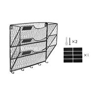Katnetoly Portadocumenti da Appendere In Rete A 3 Livelli, Portaposta da Appendere, con Ganci, Contenitore per Lettera, Documenti, Riviste, Ufficio