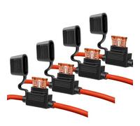 Katnetoly Portafusibili Calibro 10 - Portafusibili In 10 AWG con Fusibili A ATC da 40 AMP (Confezione da 4) Portafusibili Retrofit Automobilistico