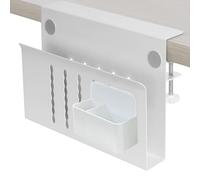 Katnetoly Portaoggetti Laterale la Scrivania, Organizer da Scrivania Sospeso In Acciaio, Supporto per Laptop, con Portapenne, Supporto per Scrivania Durevole Facile da Installare Facile da Usare,B