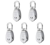 Katnetoly Puleggia Puleggia Singola In Acciaio Inossidabile 304 M15 Piccolo di Pulegge con Cuscinetto Girevole per Carichi Pesanti per Sartiame, Confezione da 5