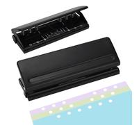 Katnetoly Puncher Regolabile A 6 Fori - Perforatore In Metallo per Carta A4/A5/A6, Perforatore per Raccoglitore A 6 Anelli, Base Antiscivolo, con Righello e Guida per Fori A.