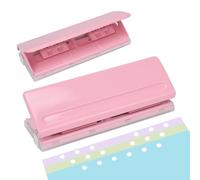 Katnetoly Puncher Regolabile A 6 Fori - Perforatore In Metallo per Carta A4/A5/A6, Perforatore per Raccoglitore A 6 Anelli con Base Antiscivolo, Righello e Guida per Fori B