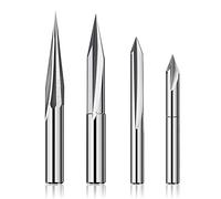 Katnetoly Punte per Router CNC Set 1/4 e 1/8 Shank, Punte per Intaglio del Legno per Incisione da 6 mm e 4 Mm, Scanalatura A V, Punta Profilata, Acciaio al Tungsteno - 4 Pezzi