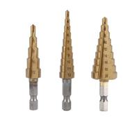 Katnetoly Punte per Trapano un Passo 3 Pezzi Hss Set di Punte per Trapano un Passo Taglierina Conica per Nitrurazione Punte Esagonali per Trapano