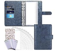 Katnetoly Raccoglitore Economico con Buste con Cerniera,Busta per Contanti Salva-Denaro con 8 Tasche Trasparenti, Raccoglitore A 6 Anelli con 2 Etichette Adesive