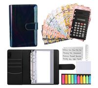 Katnetoly Raccoglitore per Budget A6, con Buste con Cerniera, Calcolatrice e Scheda, Organizer per Risparmio di Denaro nel PU per Raccoglitore di Buste per Ripieno di Contanti