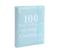 Katnetoly Raccoglitore per Sfide di Risparmio di Denaro da 100 Buste, Raccoglitore Riutilizzabile per Budget di Denaro A5, Libro per Sfide Blu