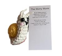 Katnetoly Regalo Fatto A Mano con Verme Preoccupato per Il Supporto Emotivo, Verme Preoccupato all'Uncinetto, Cure Ispiratrici per Te, Simpatico Regalo Lavorato A Maglia e