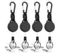 Katnetoly Retrattile Confezione da 4 Resistenti Cordino Retrattile Porta Badge con Cordino in Acciaio Moschettone Porta Documenti