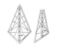Katnetoly Righello Artistico Squedge 22,5 Gradi 45 Gradi Righello per Trapuntatura Squedge con Istruzioni, Righello Stripology (M-12 Pollici)