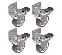 Katnetoly Rotelle per Montaggio Laterale, Ruote per Mobili da 2 Pollici, Set di 4 Rotelle In Gomma A Forma di L, Parte Superiore Girevole con Bloccaggio A 360 Gradi, Confezione da 4