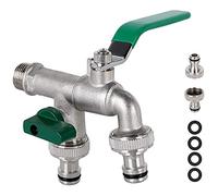 Katnetoly Rubinetto un Doppia Uscita da 1/2 Pollice Protezione Antiruggine e Antigelo Rubinetto nel di Alta Qualità con Doppia Connessione e Ugello per Tubo Flessibile