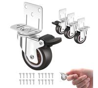 Katnetoly Ruote Laterali, Set di 4 Ruote con Freno, Ruote Piccole A Forma di L per Mobili, Ruote per Armadi, 2 Pollici (A Forma di L)