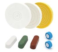 Katnetoly Ruote per Lucidatura da 6 Pollici, per Smerigliatrice da Banco, con Composti da Taglio per Lucidatura, con Benda In Tessuto Non Tessuto