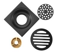 Katnetoly Scarico per Doccia Quadrato Da 4 Pollici con Griglia di Copertura Rimovibile, Gruppo di Scarico un Pavimento nel Anti Intasamento e Odore con Filtro per Capelli, Nero Opaco