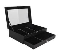Katnetoly Scatola Portaoggetti per Display Penna nel Legno da 24 Slot per Penna nel PU di Lusso un 2 Strati Penna Stilografica da Collezione Organizzatore di Gioielli nel Carbonio