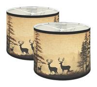 Katnetoly Set 2 Paralumi,Paralumi in Tessuto con Cervi per Lampade da Tavolo,Lampade da Terra,Paralumi di Ricambio