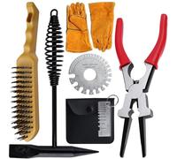 Katnetoly Set 6 Utensili per La Rimozione Scorie Saldatura, Set Pinze per Saldatura MIG con Misuratore Spessore Della Piastra, per Saldatura, Calibro Filo