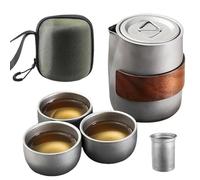 Katnetoly Set da tè Cinese, Teiera da Viaggio con 3 Tazze, Tazze da tè e Contenitore per Il tè, Set da tè Portatile con, Teiera da Viaggio A Doppio Strato