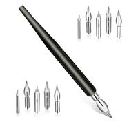 Katnetoly Set di 11 Pennini per Fumetti, con 10 Pennini di Ricambio In Acciaio Inossidabile per Scrivere, Disegnare, Firmare, Schizzi