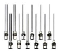 Katnetoly Set di 12 Erogatori, Punta Smussata In Acciaio Inossidabile da 1,97 Pollici Luer Lock Calibro 8, 10, 12, 14, 16, 18.