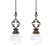 Katnetoly Set di 2 Ventilatore Trasparente in Stile Vintage, Tirante a Catena per Ventilatore da Soffitto, Sfera Prisma di