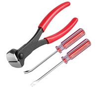 Katnetoly Set di 3 Pezzi per La Rimozione Dei Punti Metallici per Tappezzeria e Edilizia, Pinze da Taglio Terminali da 7 Pollici, Levachiodi con Punta A V Angolata e Dritta da 8 Pollici