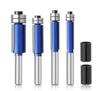 Katnetoly Set di 4 Frese Diritte per Fresatrice con da 1/4 Pollice, Fondo Montato sopra Cuscinetto Fresatore A Filo Kit di Fresatura A Filo Fresatore A Taglio A Filo per Falegnameria.