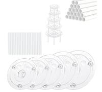 Katnetoly Set di 40 Bacchette per Torte In Plastica, Aste di Supporto per Torte da 4, 6, 8, 10,12 Pollici e 15 Impilabili Trasparenti per Torte