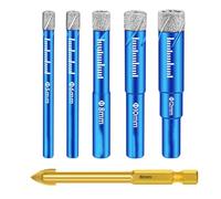 Katnetoly Set di 5 Pezzi di Punte per Trapano A Secco In Diamante per Piastrelle In Porcellana, Kit di Punte per Trapano In Ceramica per Materiali Duri In Vetro, Ceramica.