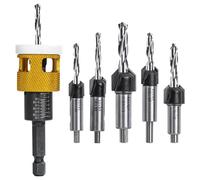 Katnetoly Set di 5 Punte per Trapano Svasatore: Punte Coniche HSS M2 Sostituibili - Foro Svasato A 82° con Arresto di Profondità Regolabile