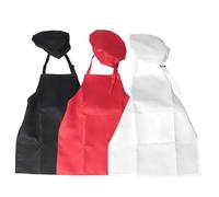 Katnetoly Set di 6 Grembiuli e Cappelli per Bambini Set di Grembiuli da Cuoco per Bambini Grembiuli da Pittura Bianca + Nero + Rosso