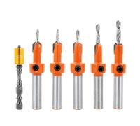 Katnetoly Set di 6 Pezzi per la Lavorazione del Legno con Fresatrice A Cono, Punta da Trapano A Foro, Kit di Aperture per Esagonali e Utensili Hardware.