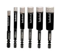 Katnetoly Set di 6 Punte Diamantate per Trapano Brasate, Metallo Nero, Piastrelle di Ceramica, Cemento, Marmo, Vetro, Punta Diamantata per Perforazione A Secco