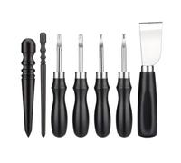 Katnetoly Set di 7 Coltelli per Pelle, 4 Misure, Smussatori per Bordi In Pelle, Coltelli per Tagliare La Pelle, Coltelli per Scarnire, Rotondi per Lavori Artigianali In Pelle DIY