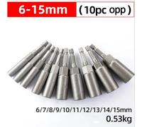 Katnetoly Set di Cacciaviti per Manicotti con Ugelli A Bussola Esagonale da 10 Pezzi 6mm-15mm Set di Punte per Utensili Elettrici