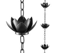 Katnetoly Set di Catene Antipioggia, Catena Antipioggia Placcata In Rame da 4 Piedi per Grondaie con Adattatore, Coppe per Catene Antipioggia Lotus per Sostituire il Pluviale Della Grondaia