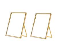 Katnetoly Set di Cornici Portafoto in Galleggiante, Confezione da 2 Pezzi, Regalo in Metallo e Vetro, per Esposizione su Tavolo in Posizione Verticale, Facile da Installare e da Utilizzare.