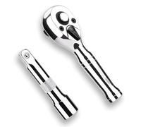 Katnetoly Set di Cricchetti Tozzi, Impugnatura A Cricchetto da 3/8 Pollici con Barre di Estensione, Mini Chiave A Cricchetto con Testa Reversibile A Sgancio Rapido 72-T, Durevole, Facile da Installare