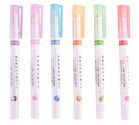 Katnetoly Set di Evidenziatori per Curve da 6 Pezzi con 6 Diverse Penne un Punta un Forma di Curva, Penne Colorate per Curve, Evidenziatore, Vari Colori