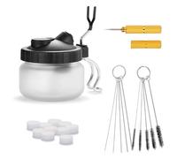 Katnetoly Set di Kit di Manutenzione per Airbrush: Pentola per Pulizia In Vetro, Filtri, Ago Raschietto e Spazzole per Tubo