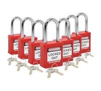 Katnetoly Set di Lockout Tagout - 7 LotoLocks Rossi, Lock Out con Chiavi Diverse - Lucchetto con 2 Chiavi Rosse In Incluse