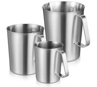 Katnetoly Set di Misurini In Acciaio Inossidabile (3 Pezzi) 16, 32, 64 Once Brocca con Marcature In Oz e ML