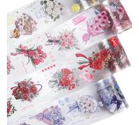 Katnetoly Set di Nastri In PET, 4 Rotoli di Oggetti Effimeri Panoramici per La Serie Junk Journaling, Scrapbooking, Progetti DIY Bouquet per You