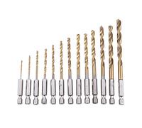 Katnetoly Set di Punte da Trapano Rivestito In Titanio HSS 13 PZ con Gambo Esagonale da 1/4 di Pollice