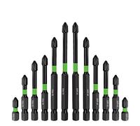 Katnetoly Set di Punte per Cacciavite Magnetico, Set di Punte per Trapano Magnetico Antiscivolo, Impatto Magnetico S2, Punte PH2 Magnetiche Potenti, 12 Pezzi