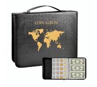 Katnetoly Set di Raccolta Monete Portatile 200 Album per Libri Filatelici A Fogli Mobili In PVC Trasparente con Protezione con Cerniera