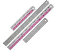 Katnetoly Set di Righelli In Metallo da 12+6 Pollici: il Righello con Bordo Dritto Ha Misure Imperiali Che Metriche, Perfetto per Progetti DIY, Rosso